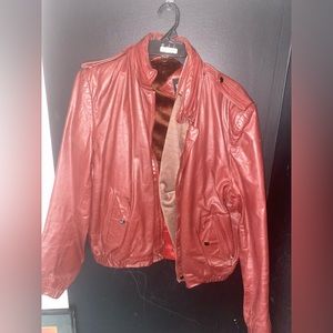 Vintage 70s Casablanca Reddish Rust Brown Leather Jacket  Size 44
